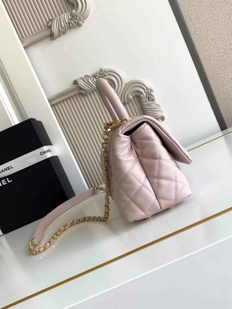 Chanel Mini Flap Bag with Top Handle AS2215 - Pink Leather