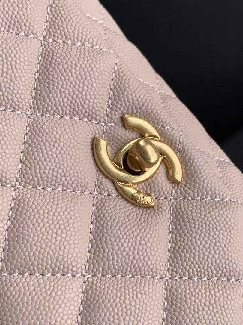Chanel Mini Flap Bag with Top Handle AS2215 - Pink Leather