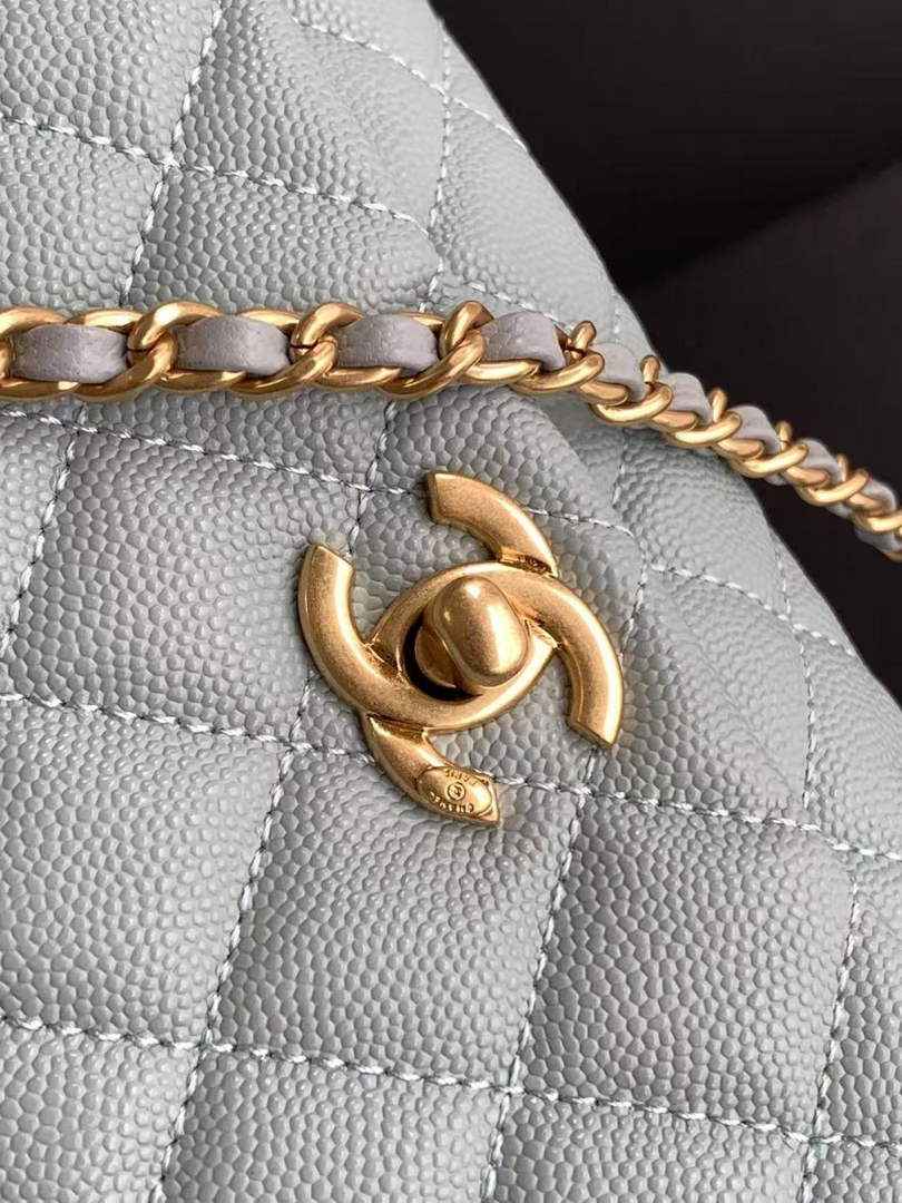Chanel Mini Flap Bag with Top Handle AS2215 - Blue Red Leather