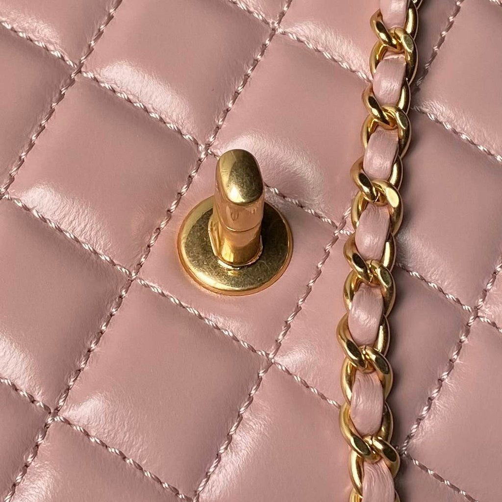 Chanel Mini Flap Bag with Top Handle AS2215 - Pink Calfskin