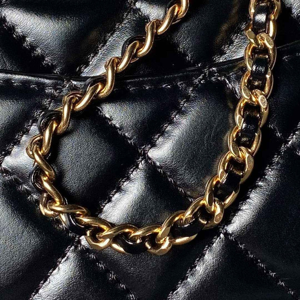 Chanel Mini Flap Bag with Top Handle AS2215 - Black Calfskin