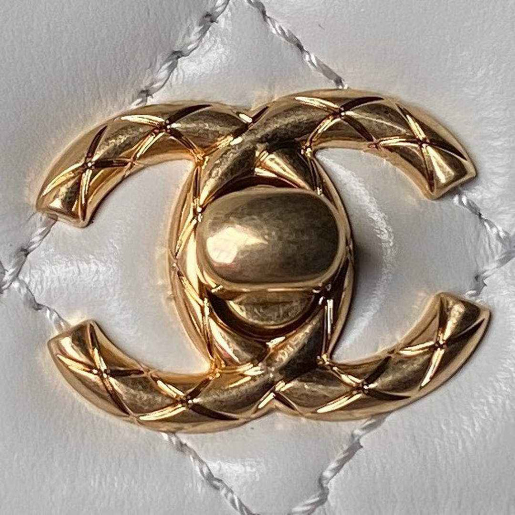 Chanel Mini Flap Bag with Top Handle AS2215 - White Calfskin