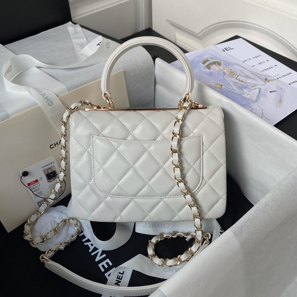 Chanel Mini Flap bag with top handle AS4564 Lambskin Beige