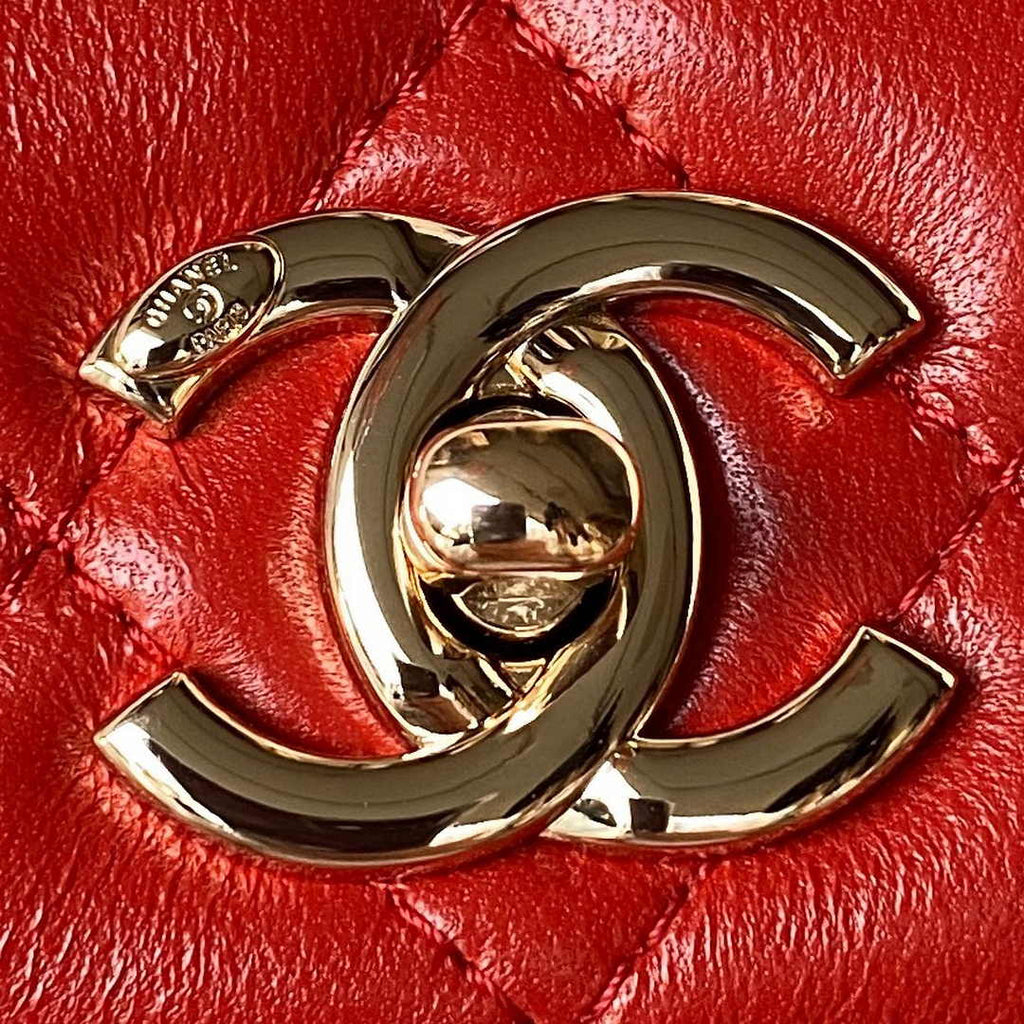 Chanel Mini Flap bag with top handle AS4564 Lambskin Red