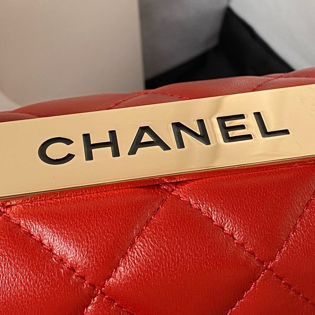 Chanel Mini Flap bag with top handle AS4564 Lambskin Red