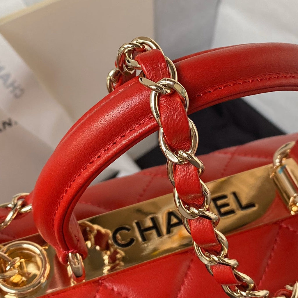 Chanel Mini Flap bag with top handle AS4564 Lambskin Red