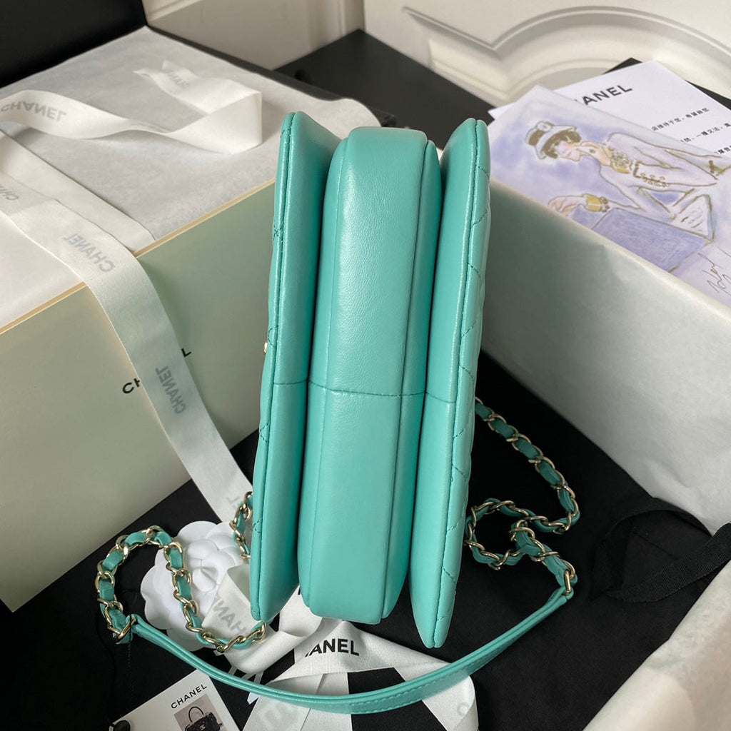 Chanel Mini Flap bag with top handle AS4564 Lambskin Blue