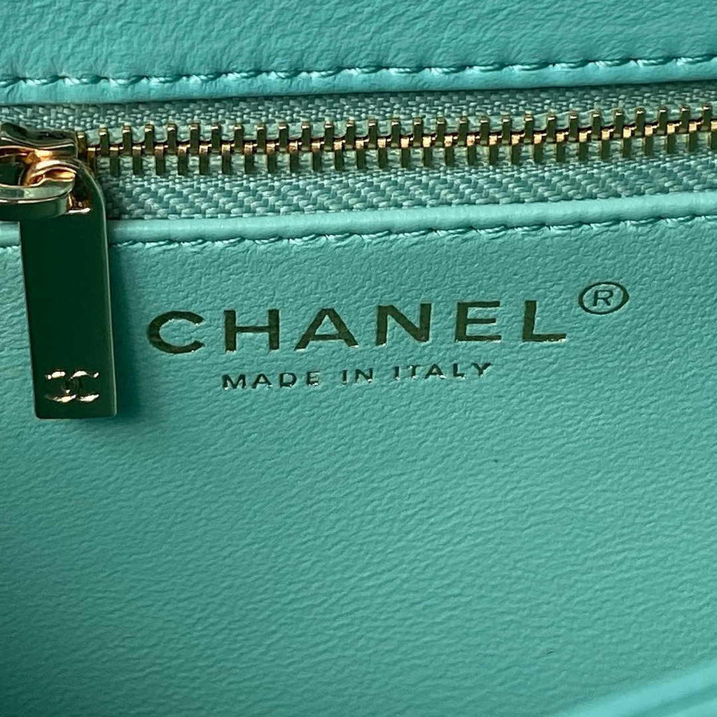 Chanel Mini Flap bag with top handle AS4564 Lambskin Blue