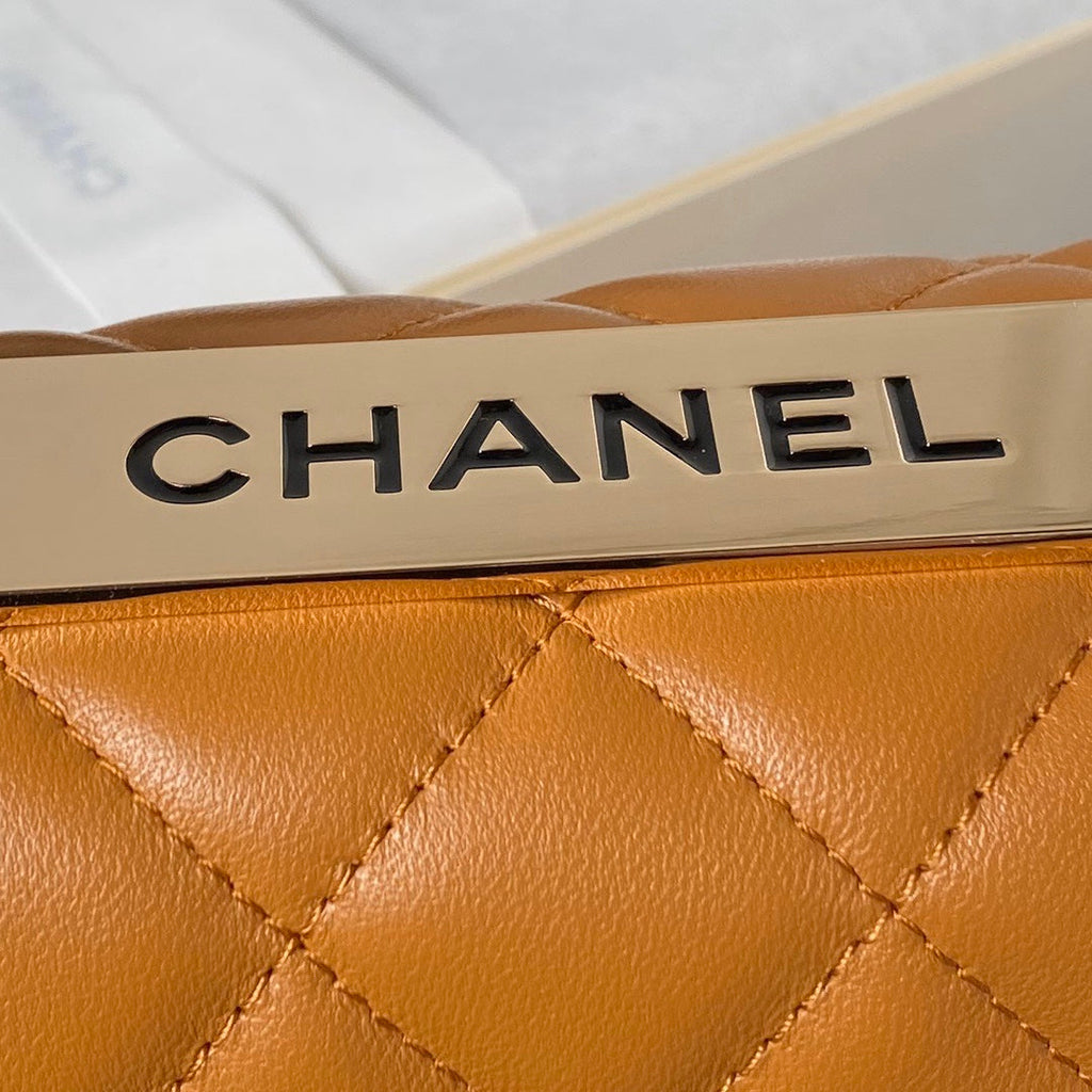 Chanel Mini Flap bag with top handle AS4564 Lambskin Brown