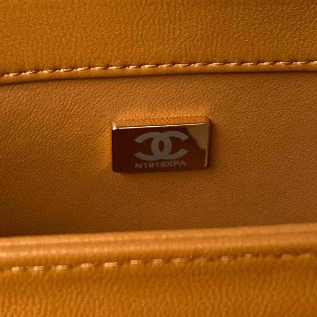 Chanel Mini Flap bag with top handle AS4564 Lambskin Brown