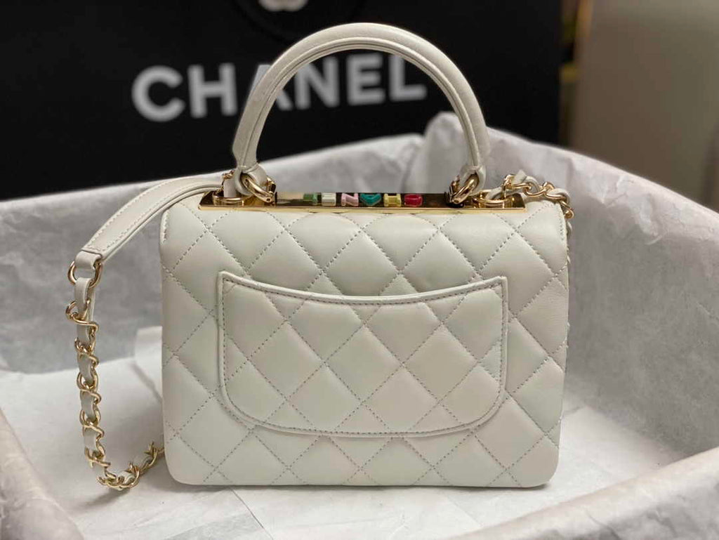 Chanel Mini Flap bag with top handle AS4564 Beige Lambskin