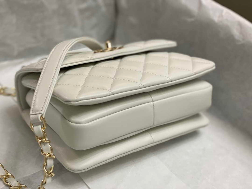 Chanel Mini Flap bag with top handle AS4564 Beige Lambskin