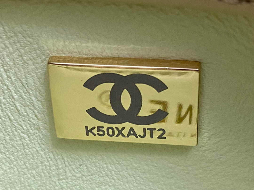 Chanel Mini Flap bag with top handle AS4564 Yellow Lambskin