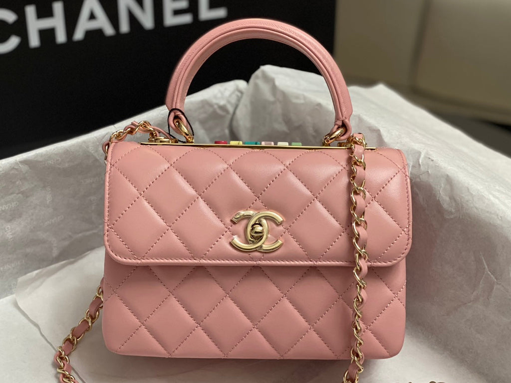 Chanel Mini Flap bag with top handle AS4564 Pink Lambskin