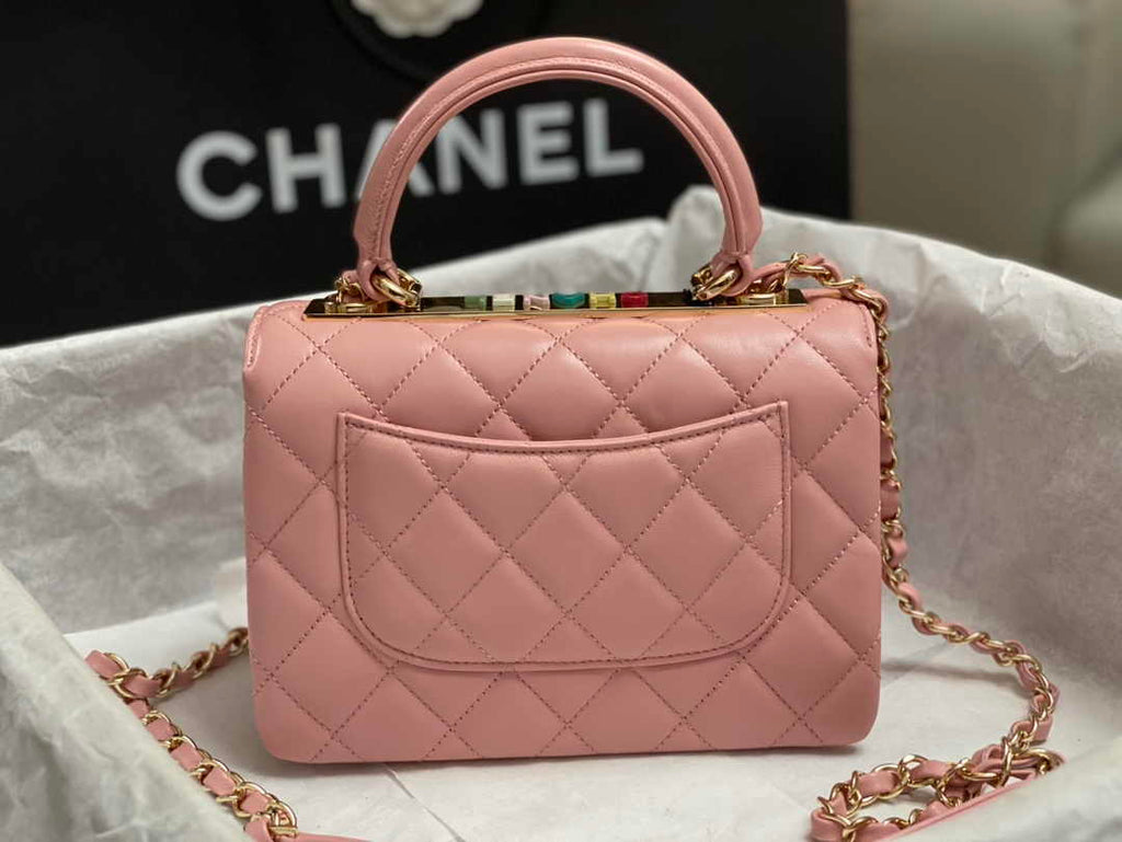 Chanel Mini Flap bag with top handle AS4564 Pink Lambskin