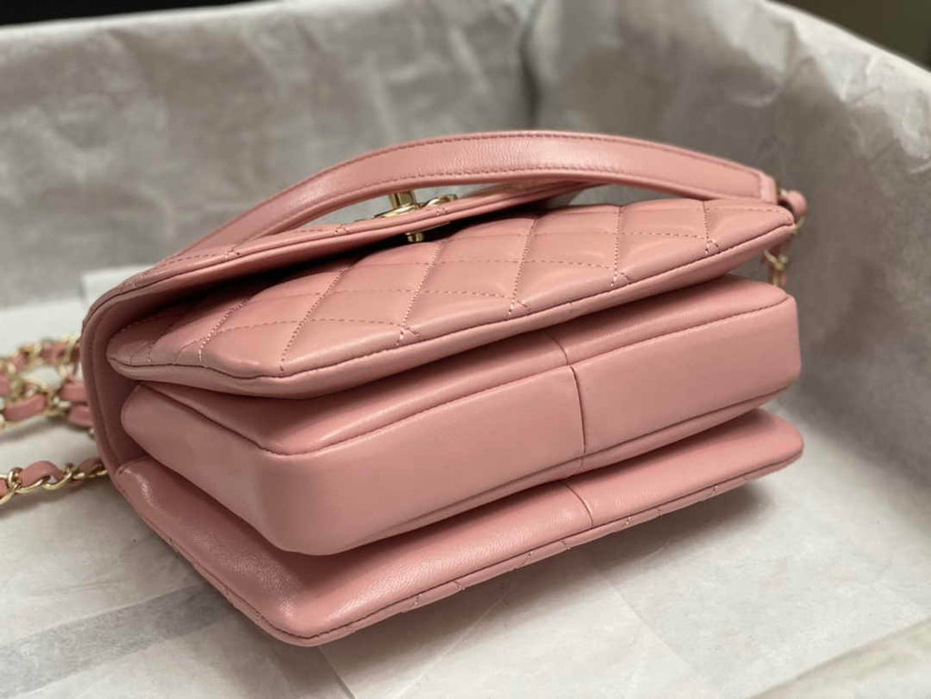 Chanel Mini Flap bag with top handle AS4564 Pink Lambskin