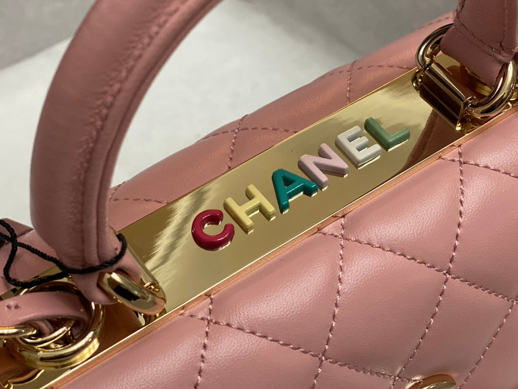 Chanel Mini Flap bag with top handle AS4564 Pink Lambskin