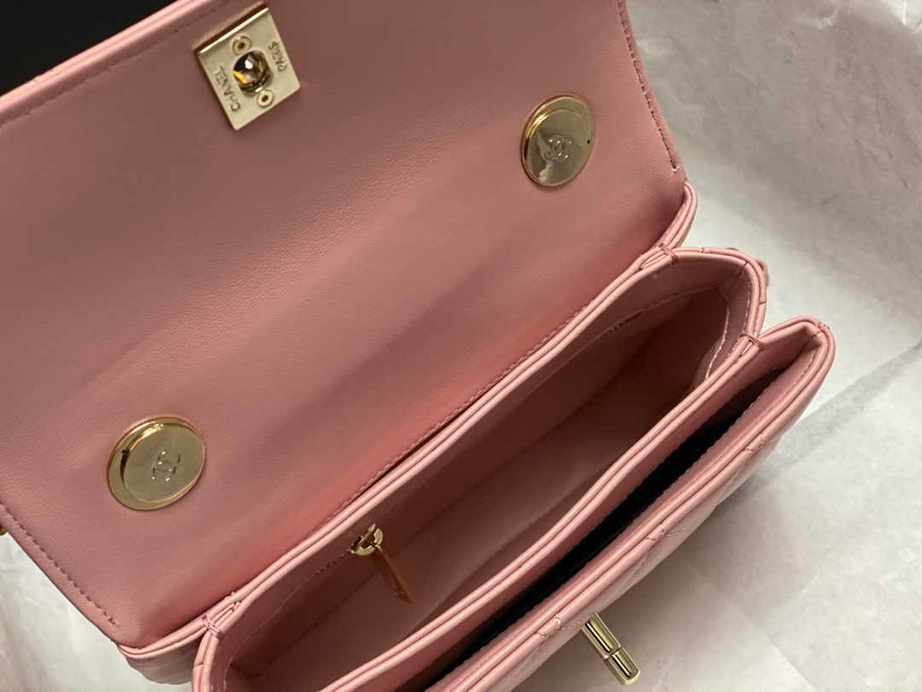 Chanel Mini Flap bag with top handle AS4564 Pink Lambskin