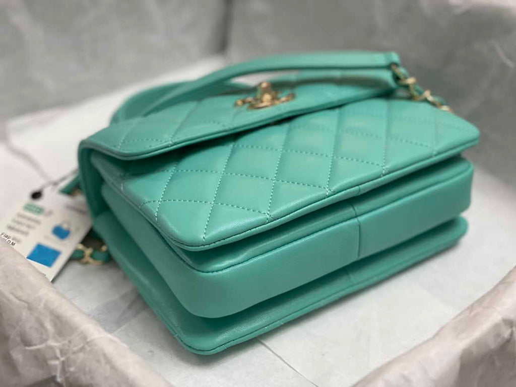 Chanel Mini Flap bag with top handle AS4564 Blue Lambskin