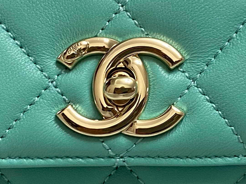 Chanel Mini Flap bag with top handle AS4564 Blue Lambskin