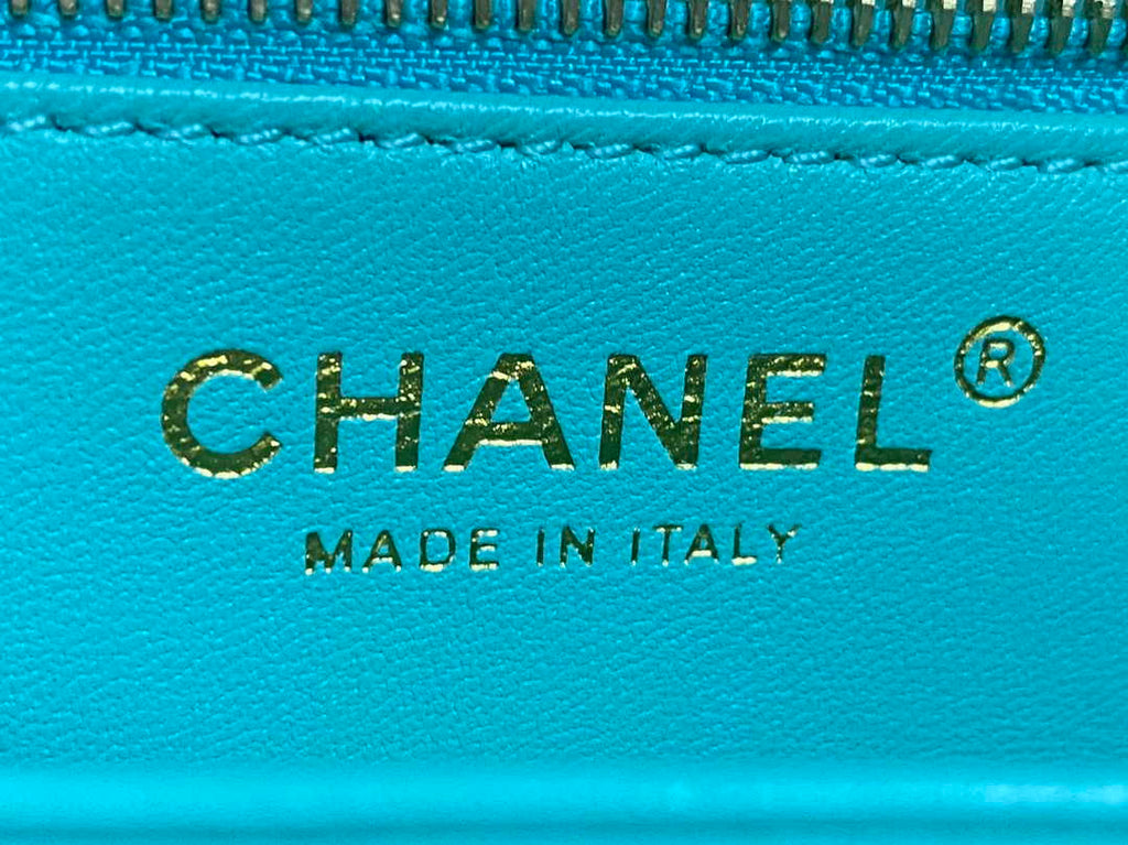 Chanel Mini Flap bag with top handle AS4564 Blue Lambskin