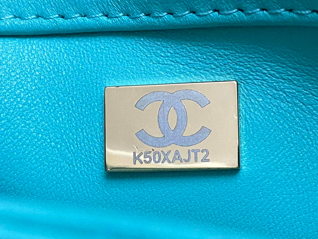 Chanel Mini Flap bag with top handle AS4564 Blue Lambskin