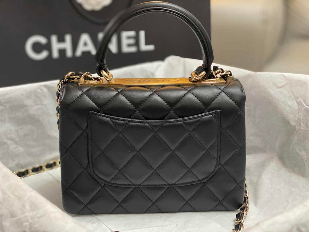 Chanel Mini Flap bag with top handle AS4564 Black Lambskin