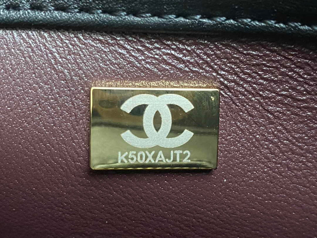 Chanel Mini Flap bag with top handle AS4564 Black Lambskin
