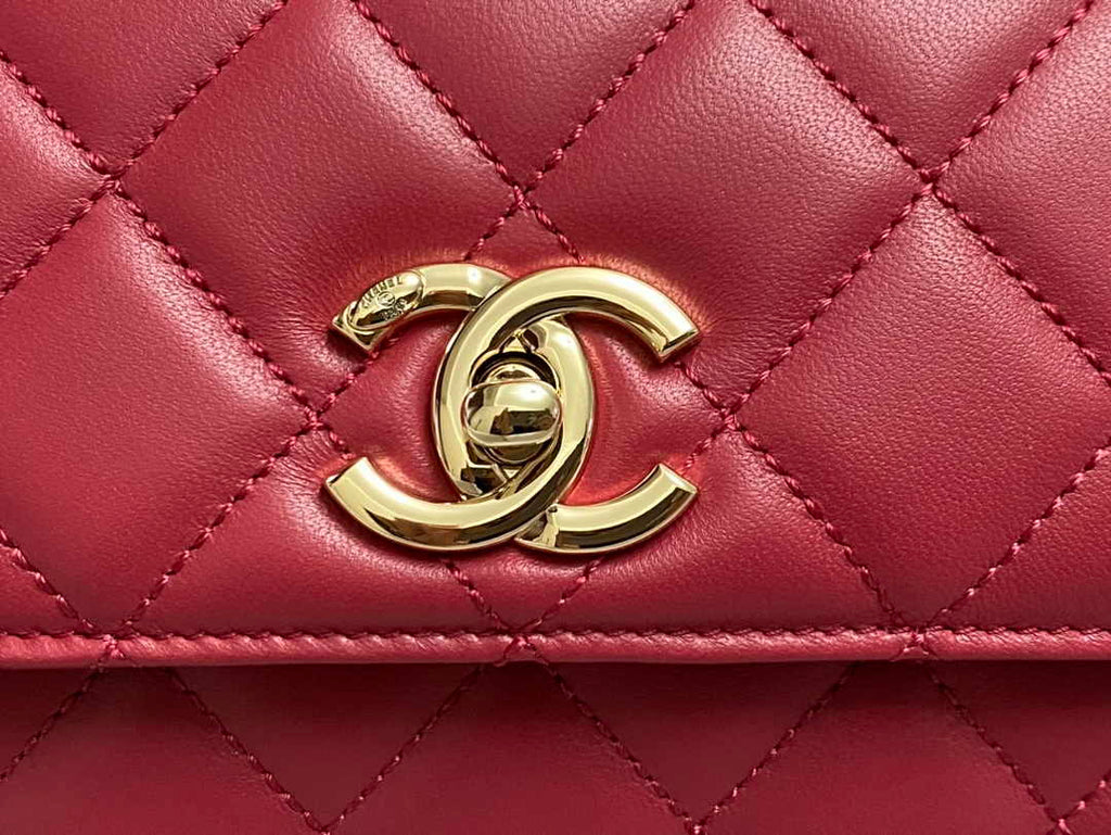Chanel Mini Flap bag with top handle AS4564 Red Lambskin