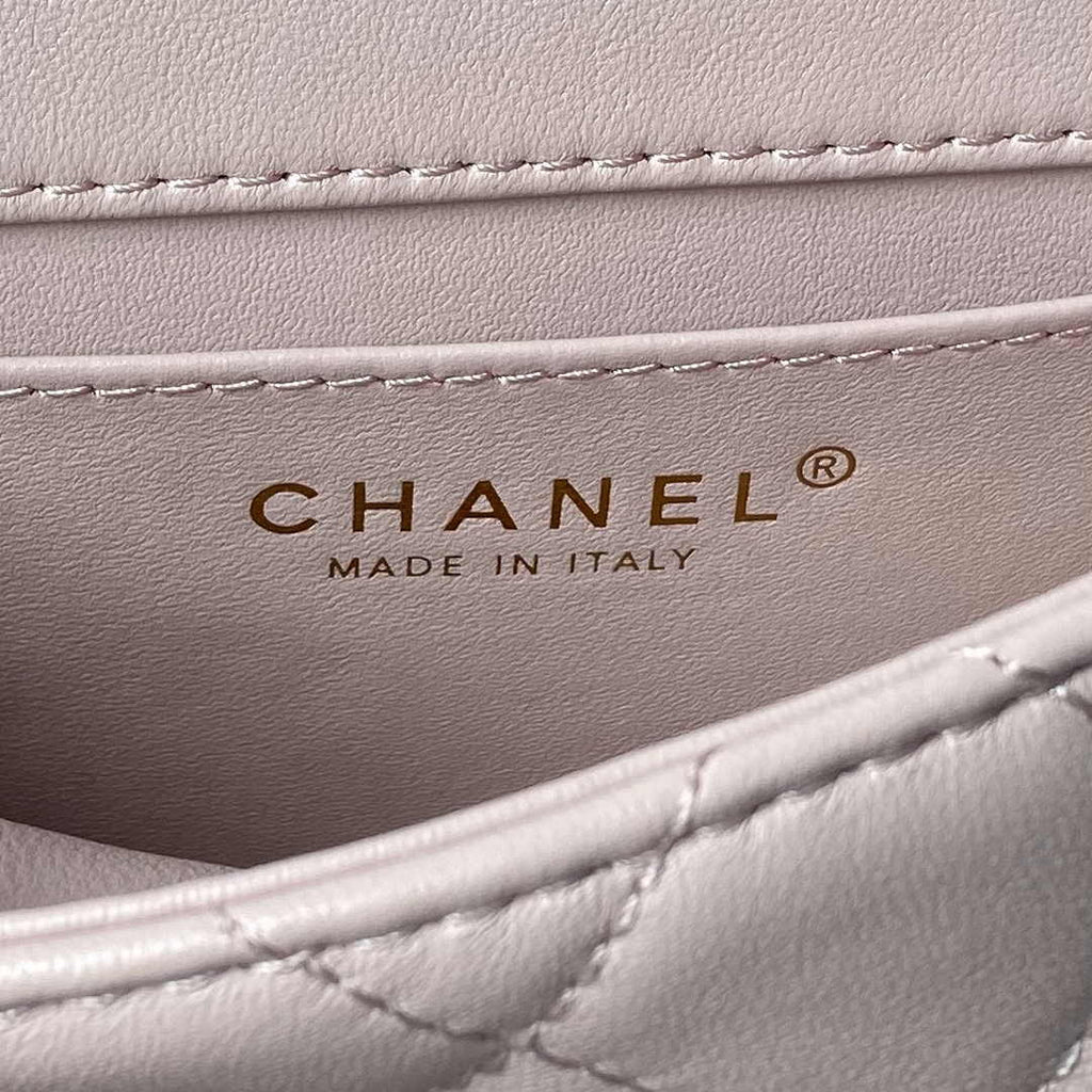 Chanel Mini flap bag with top handle AS4847 Light Pink Lambskin