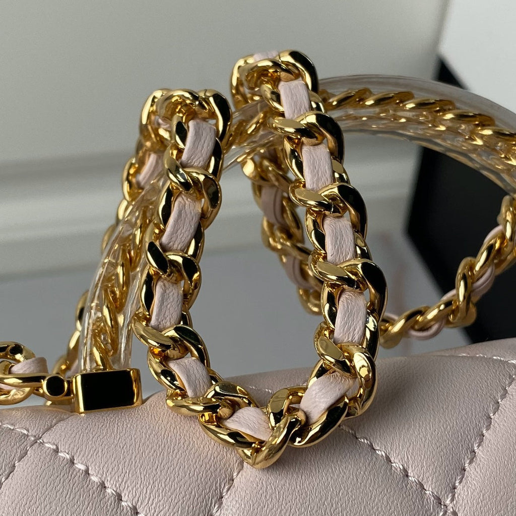 Chanel Mini flap bag with top handle AS4847 Light Pink Lambskin