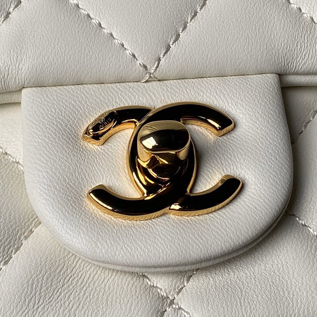 Chanel Mini flap bag with top handle AS4847 Beige Lambskin