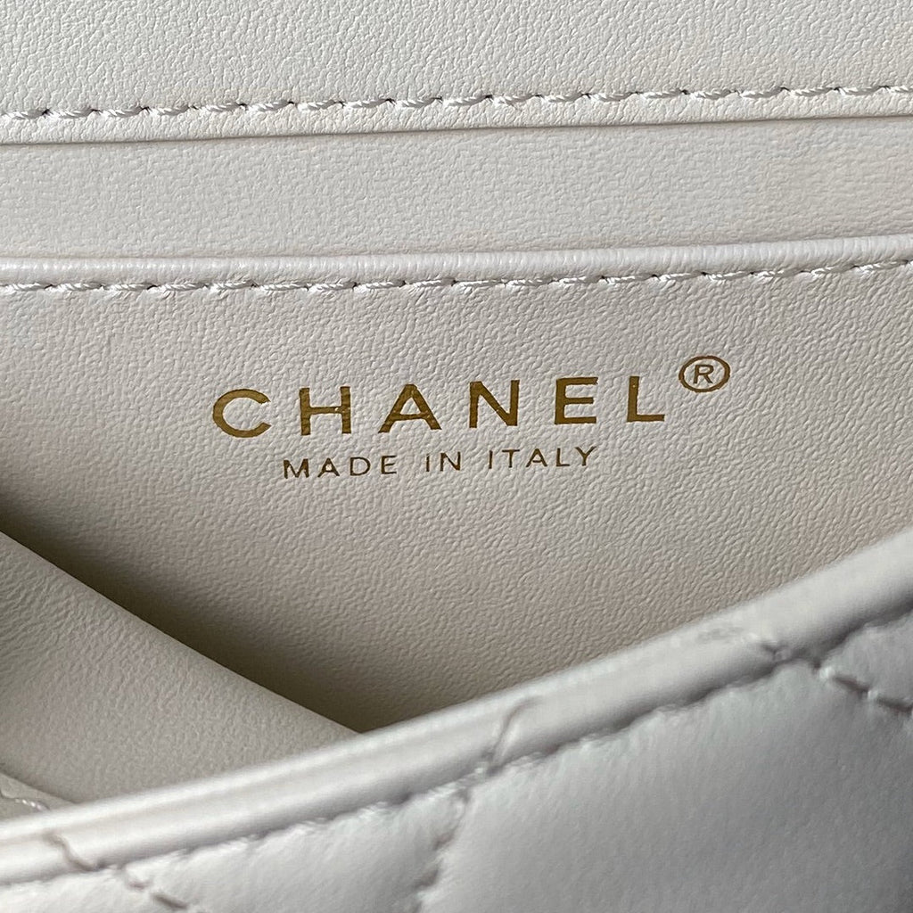 Chanel Mini flap bag with top handle AS4847 Beige Lambskin