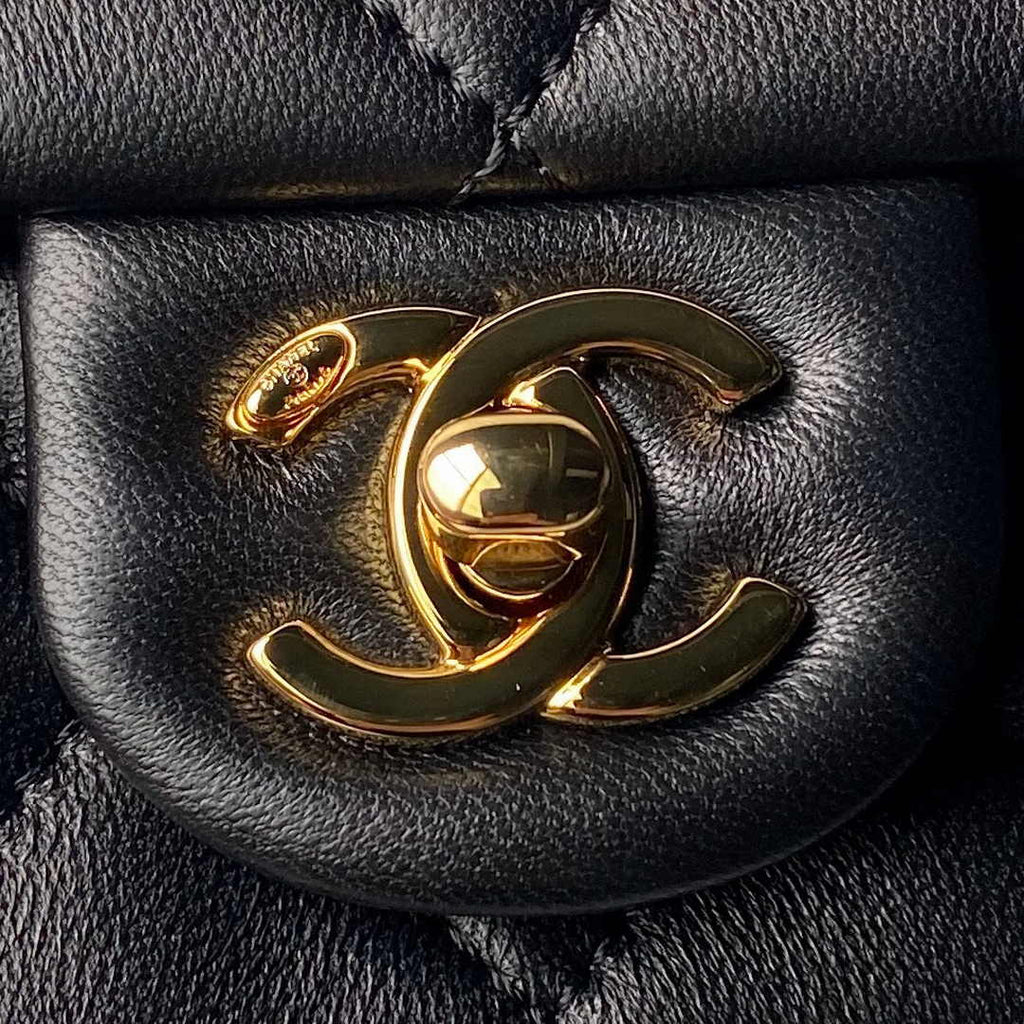 Chanel Mini flap bag with top handle AS4847 Black Lambskin