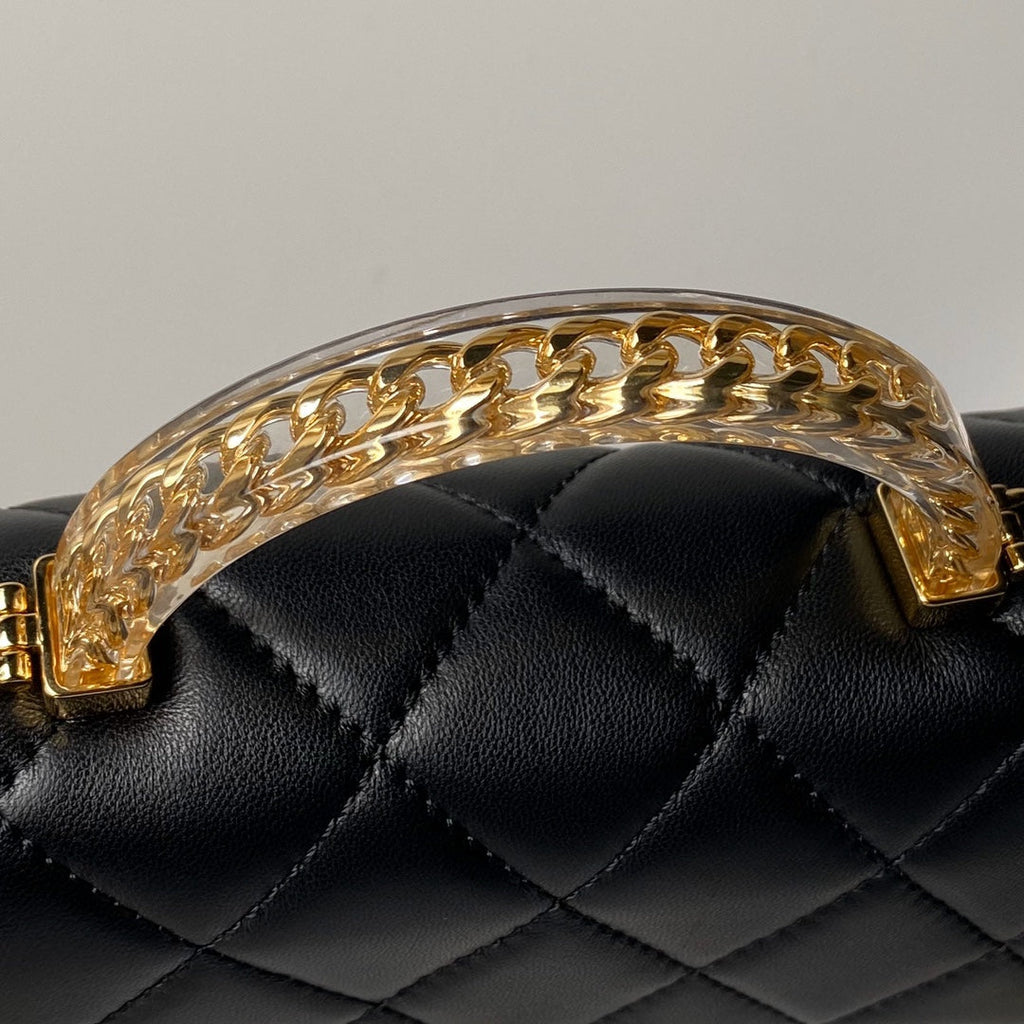 Chanel Mini flap bag with top handle AS4847 Black Lambskin