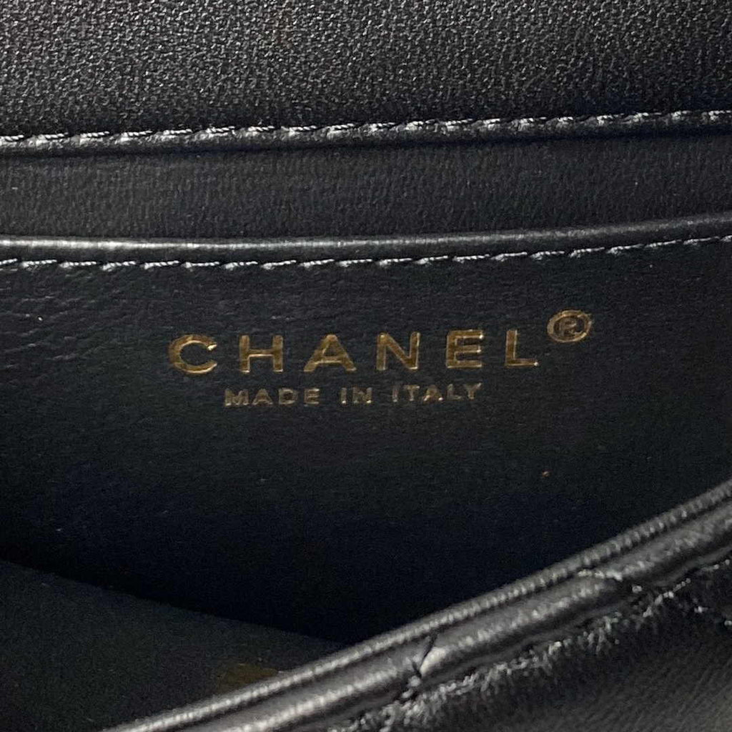Chanel Mini flap bag with top handle AS4847 Black Lambskin