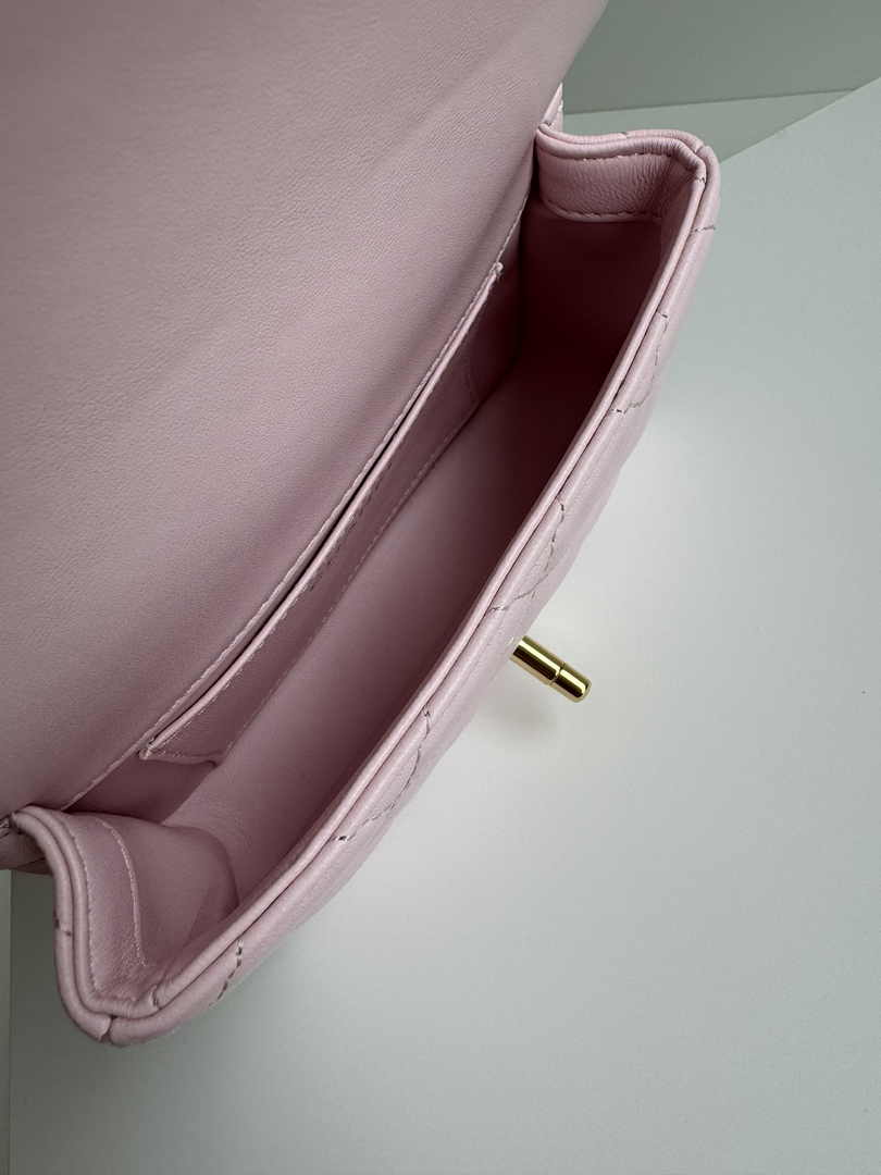 Chanel Mini flap bag with top handle AS4847 Pink Lambskin