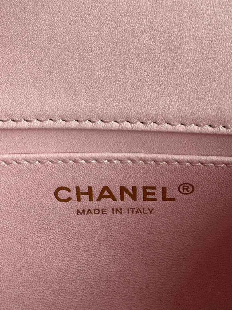 Chanel Mini flap bag with top handle AS4847 Pink Lambskin