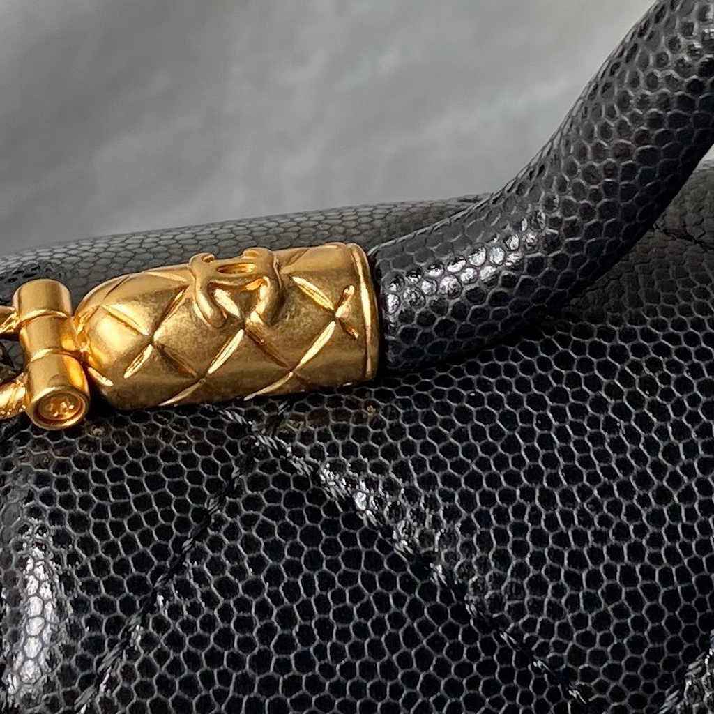 Chanel mini flap bag with top handle, AS4956 black calfskin