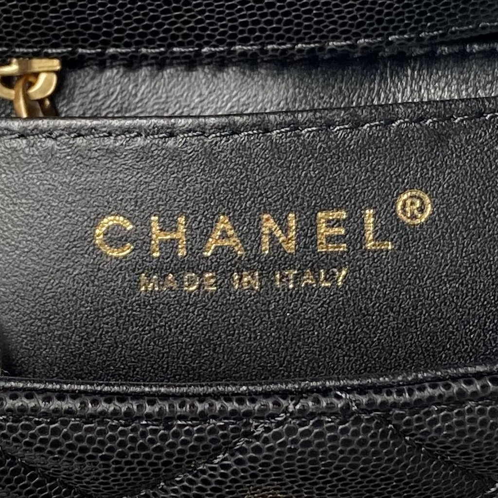 Chanel mini flap bag with top handle, AS4956 black calfskin