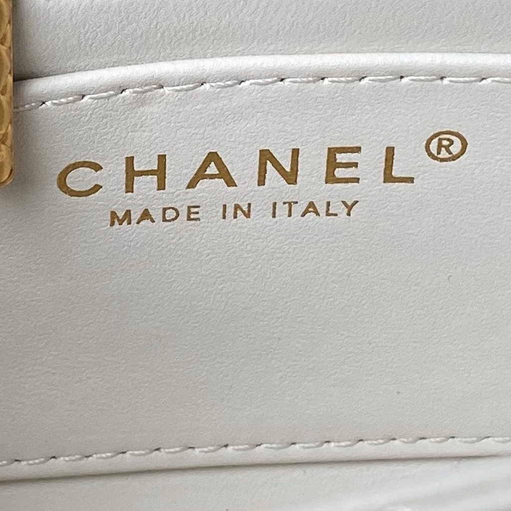 Chanel mini flap bag with top handle, AS4956 white Lambskin