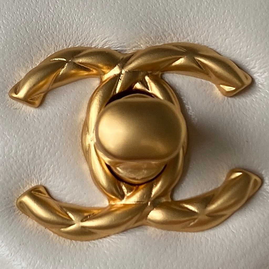 Chanel Mini flap bag with top handle White Lambskin Gold-tone Metal AS4035