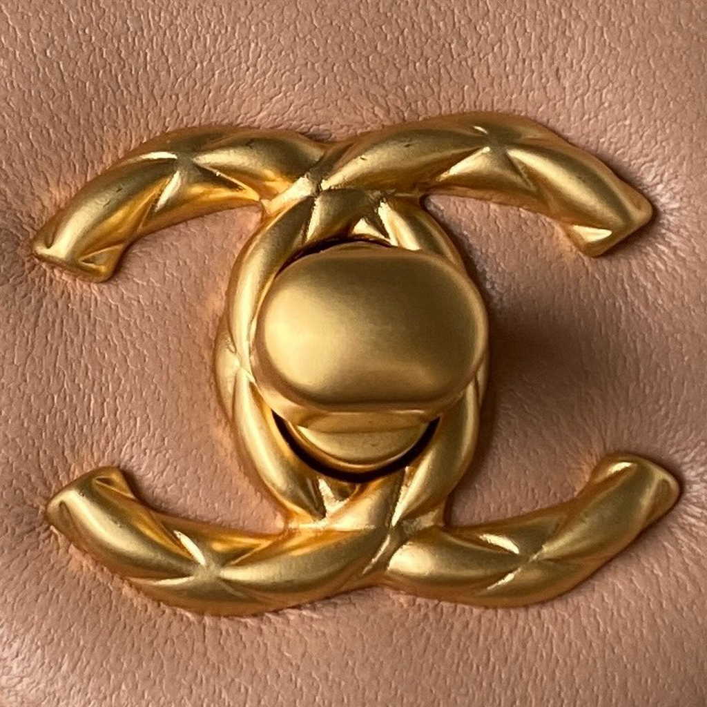 Chanel Mini flap bag with top handle light pink Lambskin Gold-tone Metal AS4035