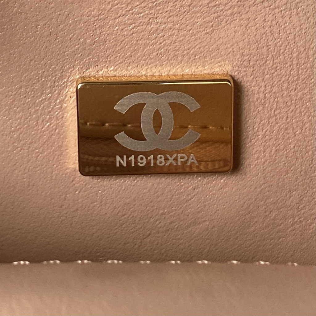Chanel Mini flap bag with top handle light pink Lambskin Gold-tone Metal AS4035