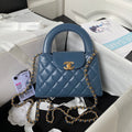 Chanel AS4416 Mini Shopping Bag Blue Shiny Aged Calfskin Gold