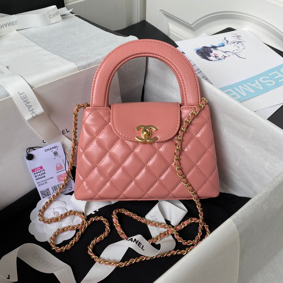 Chanel Mini Shopping Bag AS4416 Pink Shiny Aged Calfskin