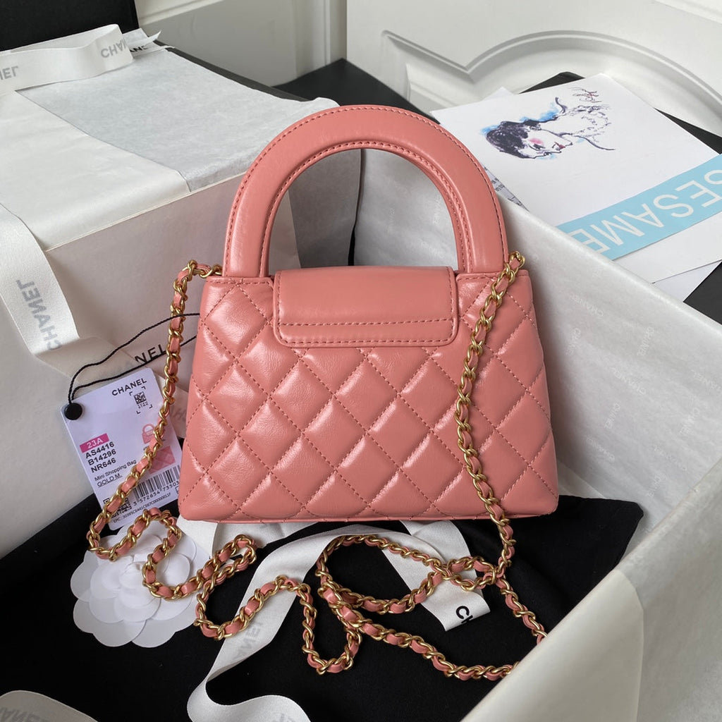 Chanel Mini Shopping Bag AS4416 Pink Shiny Aged Calfskin