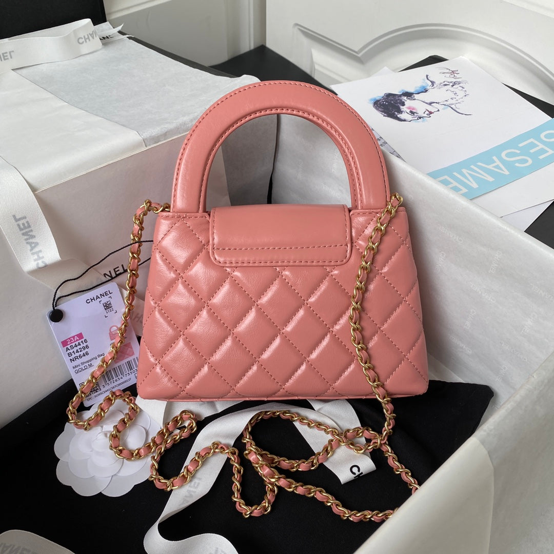 Chanel Mini Shopping Bag AS4416 Pink Shiny Aged Calfskin