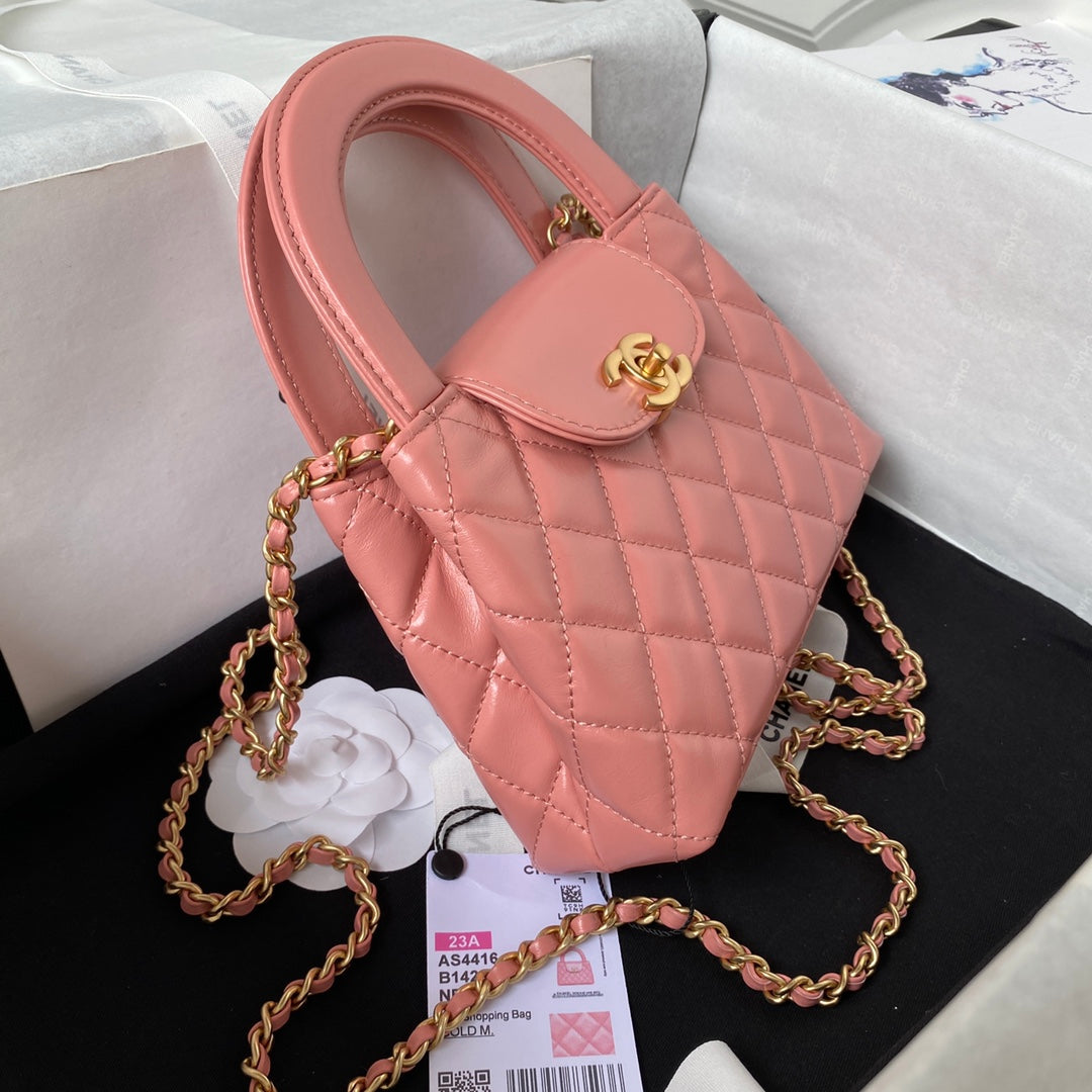 Chanel Mini Shopping Bag AS4416 Pink Shiny Aged Calfskin