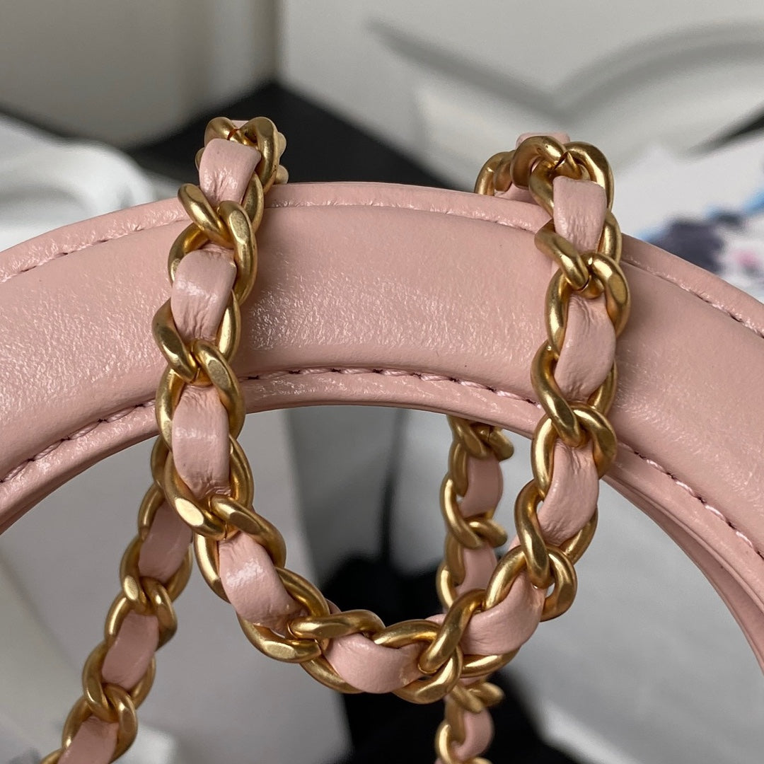 Chanel AS4416 Mini Shopping Bag Pink Shiny Aged Calfskin Gold